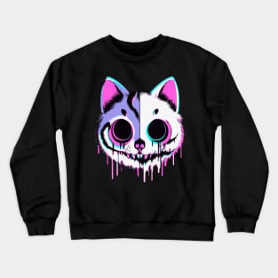 Trippy cat head glitch Crewneck Sweatshirt